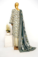 Bin Saeed Stitched 3 Piece Exclusive Printed Lawn Vol-15 Suit-LSM-3301-WHITE