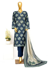 Bin Saeed Stitched 3 Piece Exclusive Printed Lawn Vol-15 Suit-LSM-3302-BLUE