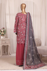 Bin Saeed Stitched 3 Piece Printed Lawn With Farshi Shalwar Suit-LSM-3305-RUST