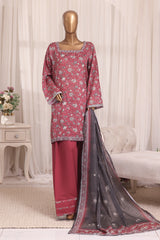 Bin Saeed Stitched 3 Piece Printed Lawn With Farshi Shalwar Suit-LSM-3305-RUST