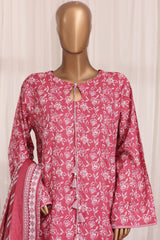 Bin Saeed Stitched 3 Piece Printed Lawn With Farshi Shalwar Suit-LSM-3308-PINK