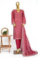 Bin Saeed Stitched 3 Piece Exclusive Printed Lawn Vol-15 Suit-LSM-3318-PINK