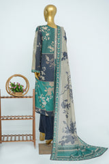 Bin Saeed Stitched 3 Piece Exclusive Printed Lawn Vol-15 Suit-LSM-3330-SGREEN