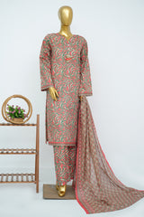 Bin Saeed Stitched 3 Piece Exclusive Printed Lawn Vol-15 Suit-LSM-3331-ORANGE