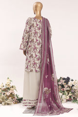 Bin Saeed Stitched 3 Piece Printed Lawn With Farshi Shalwar Vol-03 Suit-LSM-3333-SKIN