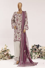 Bin Saeed Stitched 3 Piece Printed Lawn With Farshi Shalwar Vol-03 Suit-LSM-3333-SKIN