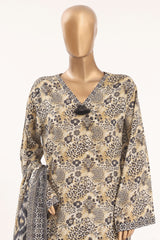 Bin Saeed Stitched 3 Piece Printed Lawn With Farshi Shalwar Vol-03 Suit-LSM-3334-BROWN