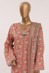 Bin Saeed Stitched 3 Piece Printed Lawn With Farshi Shalwar Vol-03 Suit-LSM-3336-PINK