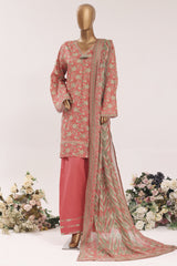 Bin Saeed Stitched 3 Piece Printed Lawn With Farshi Shalwar Vol-03 Suit-LSM-3336-PINK