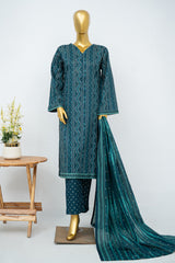 Bin Saeed Stitched 3 Piece Exclusive Printed Lawn Vol-15 Suit-LSM-3337-TEAL