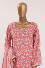 Bin Saeed Stitched 3 Piece Printed Lawn With Farshi Shalwar Vol-03 Suit-LSM-3339-PINK