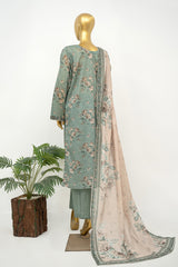 Bin Saeed Stitched 3 Piece Exclusive Printed Lawn Vol-16 Suit-LSM-3347-GREY