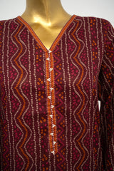Bin Saeed Stitched 3 Piece Exclusive Printed Lawn Vol-16 Suit-LSM-3348-MAROON