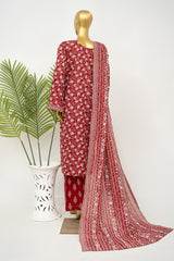 Bin Saeed Stitched 3 Piece Exclusive Printed Lawn Vol-16 Suit-LSM-3349-MAROON