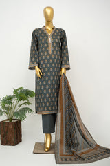 Bin Saeed Stitched 3 Piece Exclusive Printed Lawn Vol-16 Suit-LSM-3352-BLACK