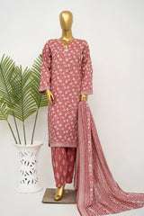 Bin Saeed Stitched 3 Piece Exclusive Printed Lawn Vol-16 Suit-LSM-3353-RED