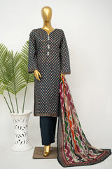 Bin Saeed Stitched 3 Piece Exclusive Printed Lawn Vol-16 Suit-LSM-3354-BLUE