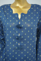 Bin Saeed Stitched 3 Piece Exclusive Printed Lawn Vol-16 Suit-LSM-3360-BLUE