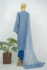 Bin Saeed Stitched 3 Piece Exclusive Printed Lawn Vol-16 Suit-LSM-3361-BLUE