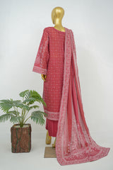 Bin Saeed Stitched 3 Piece Exclusive Printed Lawn Vol-16 Suit-LSM-3365-RED