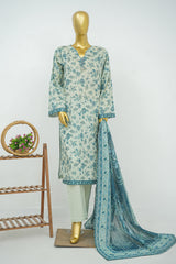 Bin Saeed Stitched 3 Piece Exclusive Printed Lawn Vol-16 Suit-LSM-3366-SKY