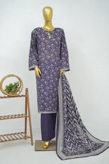 Bin Saeed Stitched 3 Piece Exclusive Printed Lawn Vol-16 Suit-LSM-3367-PURPLE