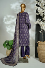 Bin Saeed Stitched 3 Piece Exclusive Printed Lawn Vol-16 Suit-LSM-3381-PURPLE