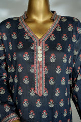 Bin Saeed Stitched 3 Piece Exclusive Printed Lawn Vol-16 Suit-LSM-3383-N.BLUE