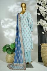 Bin Saeed Stitched 3 Piece Exclusive Printed Lawn Vol-16 Suit-LSM-3384-FEROZI