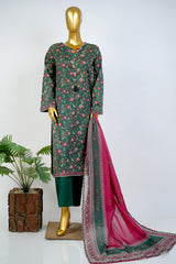 Bin Saeed Stitched 3 Piece Exclusive Printed Lawn Vol-17 Suit-LSM-3385-GREEN