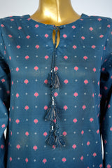 Bin Saeed Stitched 3 Piece Exclusive Printed Lawn Vol-17 Suit-LSM-3386-N.BLUE