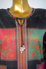 Bin Saeed Stitched 3 Piece Exclusive Printed Lawn Vol-17 Suit-LSM-3388-BLACK