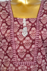 Bin Saeed Stitched 3 Piece Exclusive Printed Lawn Vol-17 Suit-LSM-3391-MAROON