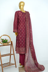 Bin Saeed Stitched 3 Piece Exclusive Printed Lawn Vol-17 Suit-LSM-3399-MAROON