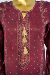 Bin Saeed Stitched 3 Piece Exclusive Printed Lawn Vol-17 Suit-LSM-3399-MAROON