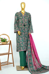 Bin Saeed Stitched 3 Piece Exclusive Printed Lawn Vol-17 Suit-LSM-3400-GREEN