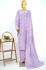 Bin Saeed Stitched 3 Piece Exclusive Printed Lawn Vol-17 Suit-LSM-3401-PURPLE
