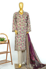 Bin Saeed Stitched 3 Piece Exclusive Printed Lawn Vol-17 Suit-LSM-3402-GREY