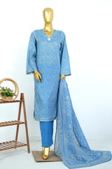 Bin Saeed Stitched 3 Piece Exclusive Printed Lawn Vol-17 Suit-LSM-3404-BLUE