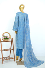 Bin Saeed Stitched 3 Piece Exclusive Printed Lawn Vol-17 Suit-LSM-3404-BLUE