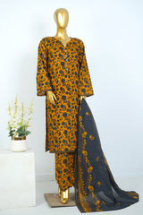 Bin Saeed Stitched 3 Piece Exclusive Printed Lawn Vol-17 Suit-LSM-3406-MUSTARD