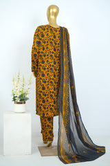 Bin Saeed Stitched 3 Piece Exclusive Printed Lawn Vol-17 Suit-LSM-3406-MUSTARD