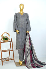 Bin Saeed Stitched 3 Piece Exclusive Printed Lawn Vol-17 Suit-LSM-3411-BLACK