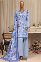 Bin Saeed Stitched 3 Piece Printed Lawn With Farshi Shalwar Vol-04 Suit-LSM-3413-FEROZI