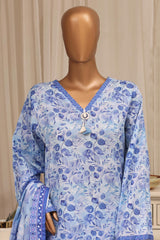Bin Saeed Stitched 3 Piece Printed Lawn With Farshi Shalwar Vol-04 Suit-LSM-3413-FEROZI