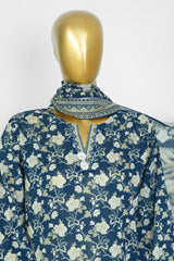 Bin Saeed Stitched 3 Piece Printed Lawn With Farshi Shalwar Vol-04 Suit-LSM-3416-BLUE