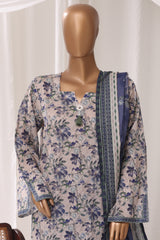 Bin Saeed Stitched 3 Piece Printed Lawn With Farshi Shalwar Vol-04 Suit-LSM-3417-SKIN
