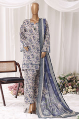 Bin Saeed Stitched 3 Piece Printed Lawn With Farshi Shalwar Vol-04 Suit-LSM-3417-SKIN