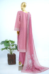 Bin Saeed Stitched 3 Piece Exclusive Printed Lawn Vol-17 Suit-LSM-3420-PINK