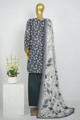 Bin Saeed Stitched 3 Piece Printed Lawn With Farshi Shalwar Vol-04 Suit-LSM-3422-ZINK